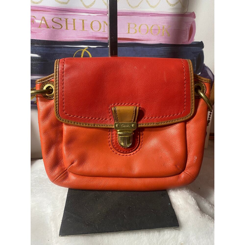 GUC Coach Poppy Colorblock Leather Flap Crossbody Bag